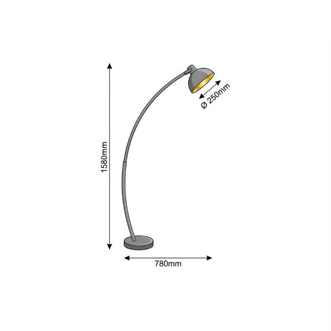 Lampa podłogowa stojąca Otto czarno-złota 1xE27x60W wym: 158 x 25 x 78 cm metal Rabalux