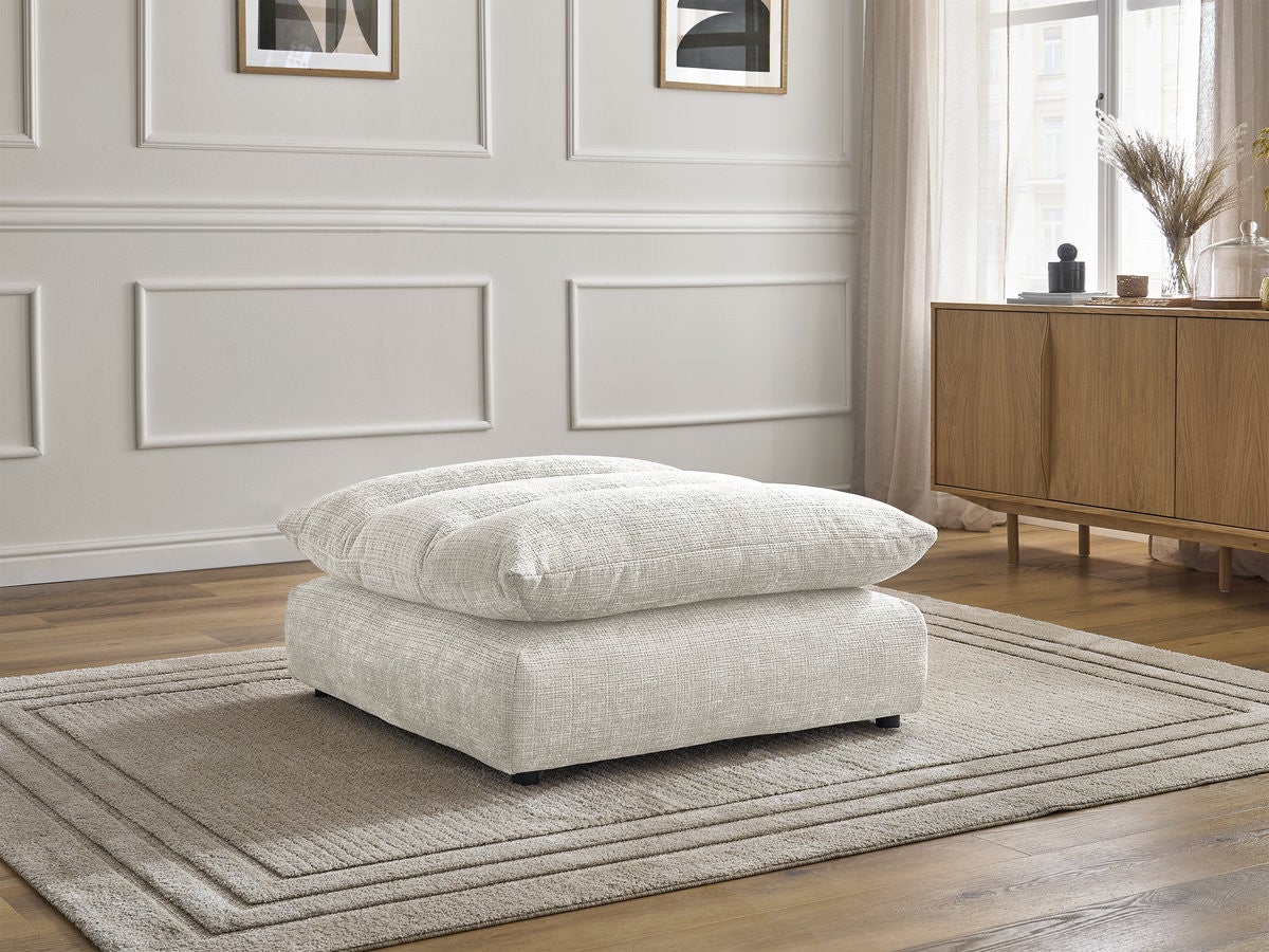 Pouf NEIL tissu texturé BOBOCHIC 1 place Blanc | Leroy Merlin