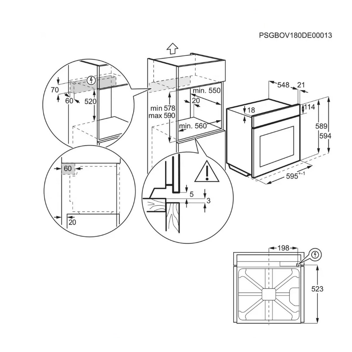 Four intégrable 72l 60cm pyrolyse noir - Electrolux EOE7P12Z - 5