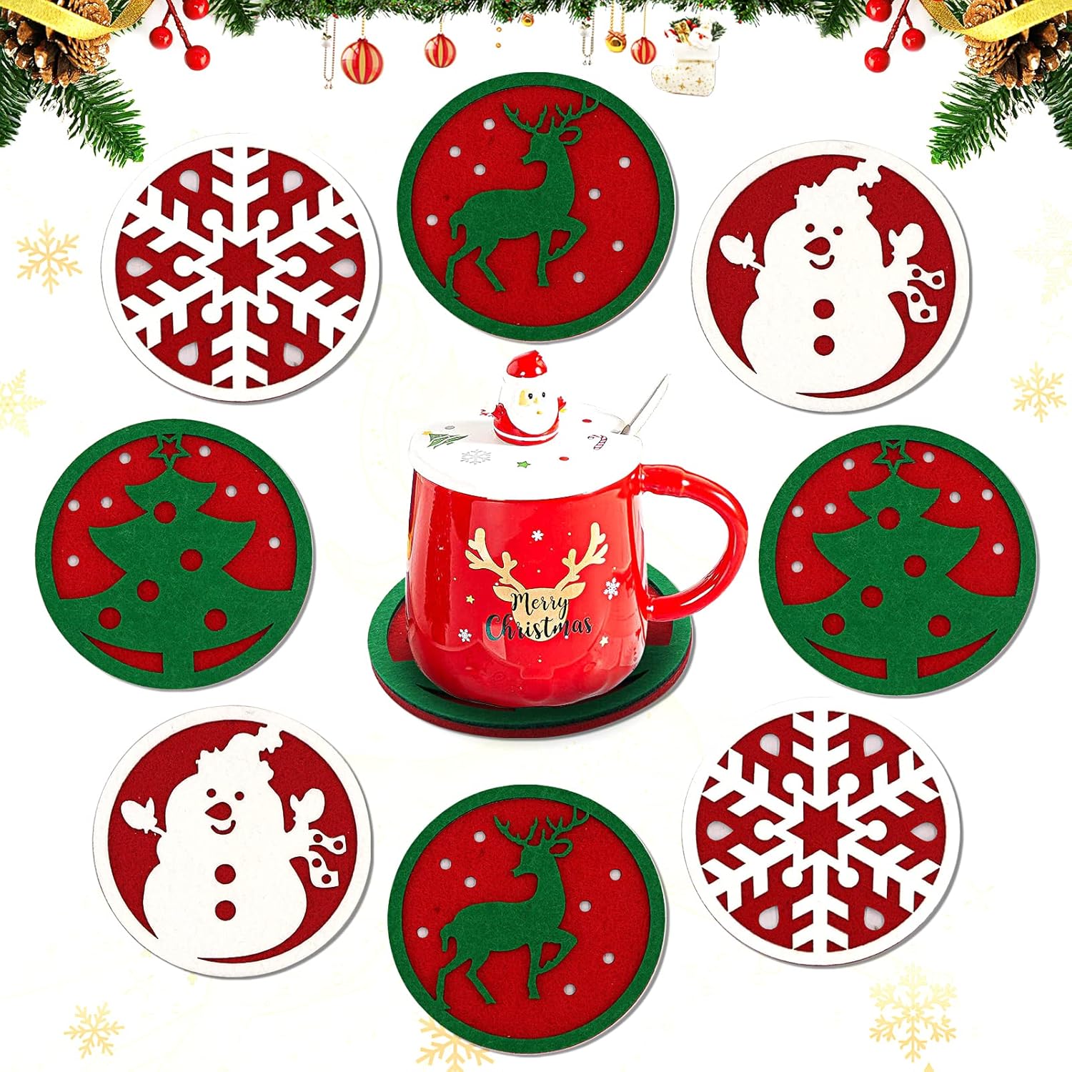 4 sottobicchieri rotondi in pelle marrone con supporto | Disponibile