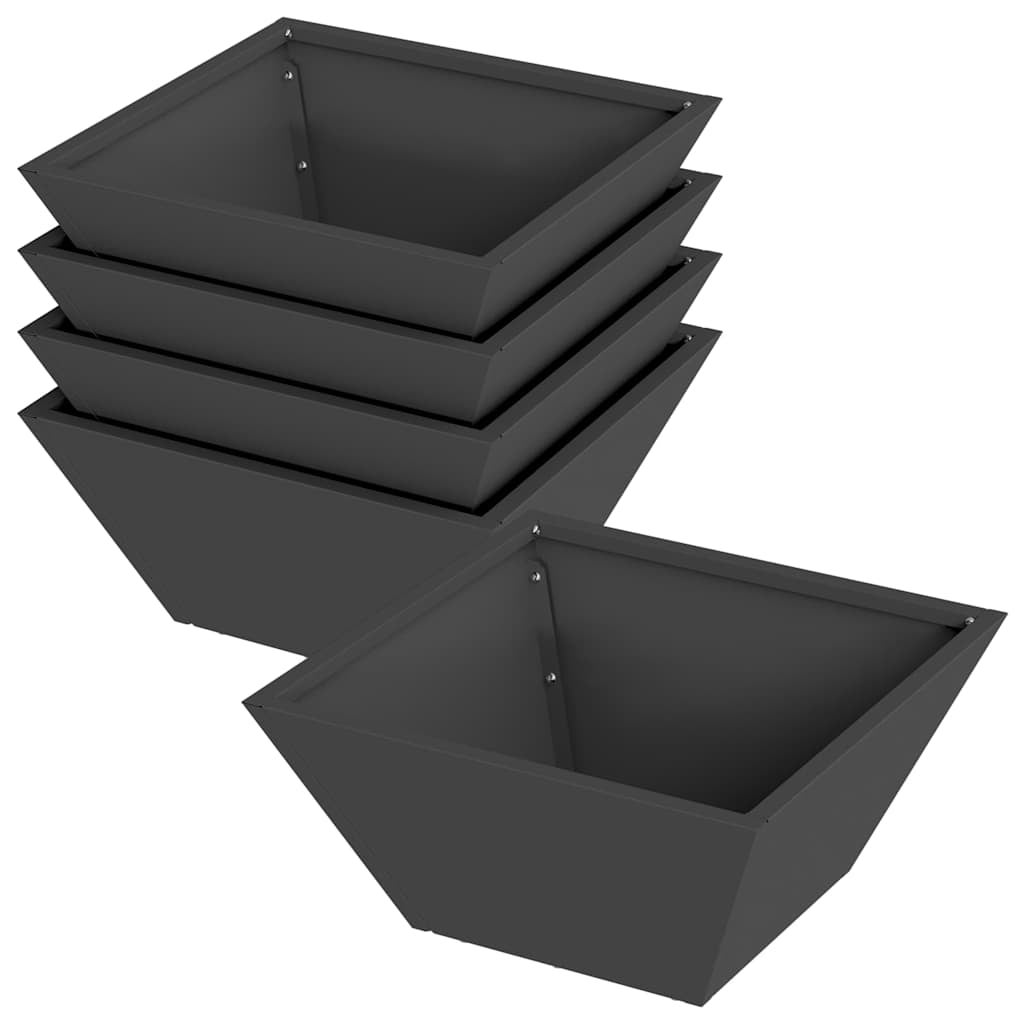 Lote de 5 jardineras - Forma trapezoidal - Acero laminado en frío ...