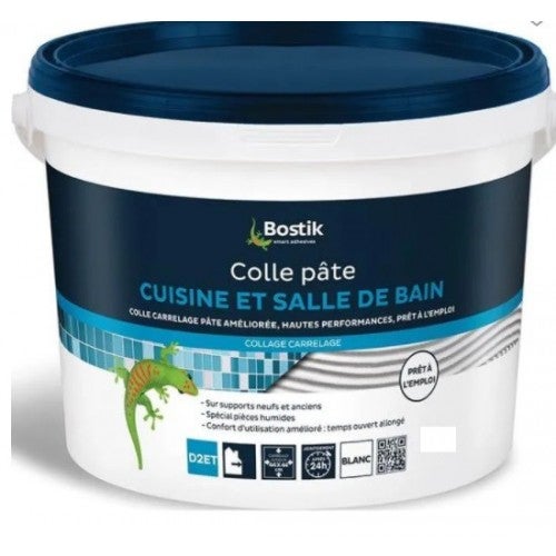 Colle carrelage pâte pièces humides Salle de bains cuisine 25Kg D2ET BOSTIK