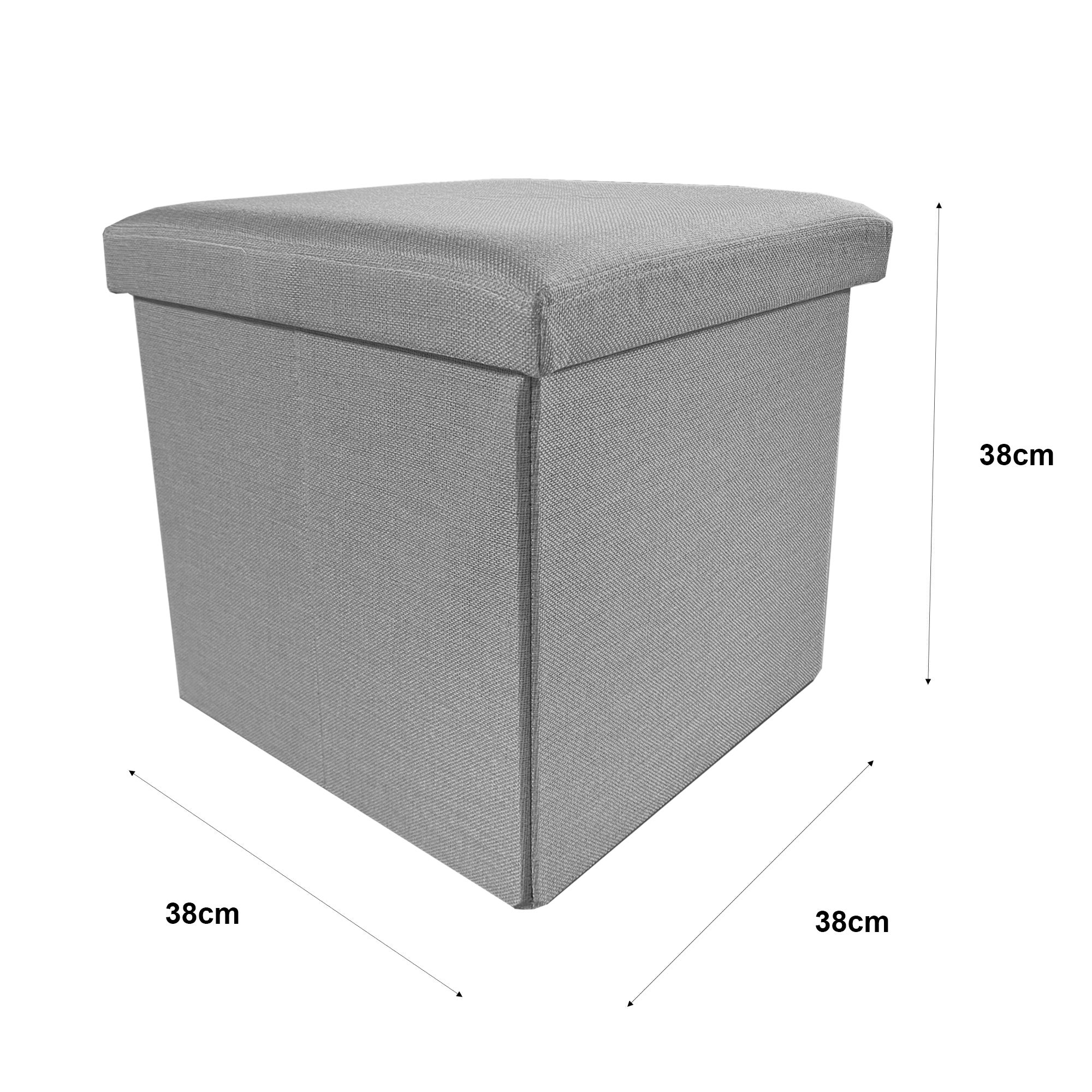 Pouf Pliant Avec Rangement - Velours Rose - 38x38x38 Cm - Capacité 39 Litres - Siège, Coffre à Jouets, Repose-pieds - Design Moderne - 4