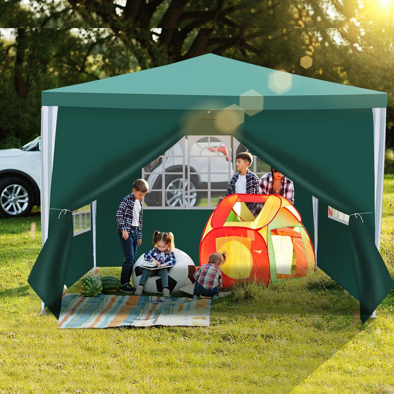 Tente Pavillon Étanche Terrasse – Pavillon de terrasse avec fixation, tente de jardin parfaite pour les fêtes 3x3m Vert - 6