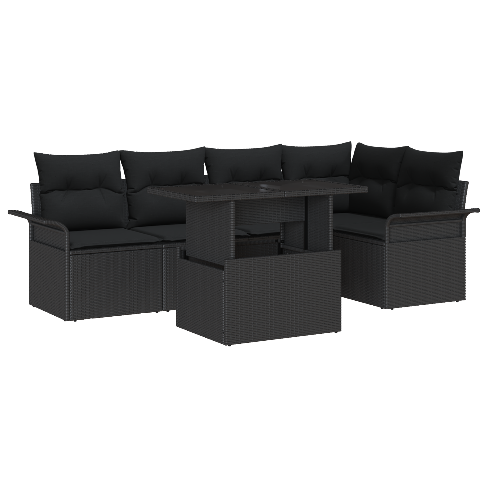 Zestaw Sof na Ogród z poduszką 6 pcs Czarny Rattan poli vidaXL