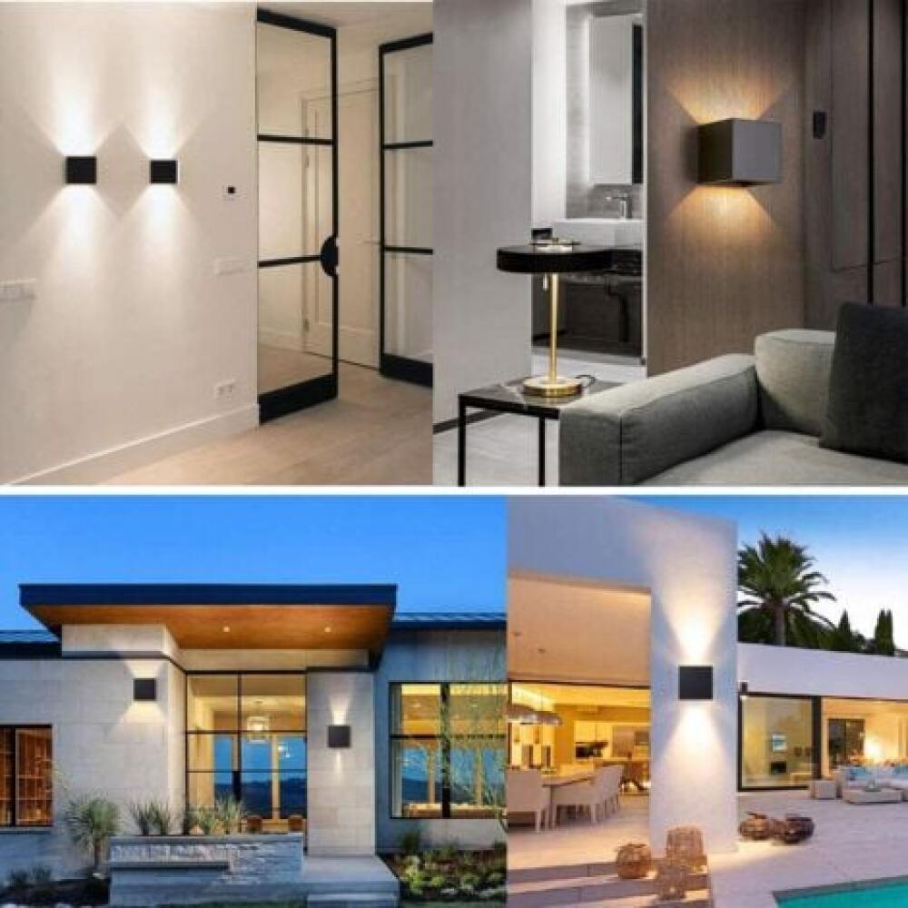 Confezione da due applique a LED nere, 20 W, 12 x 12 x 12 cm, luce bianca calda. Adatte per camere da letto, corridoi e soggiorni - 3
