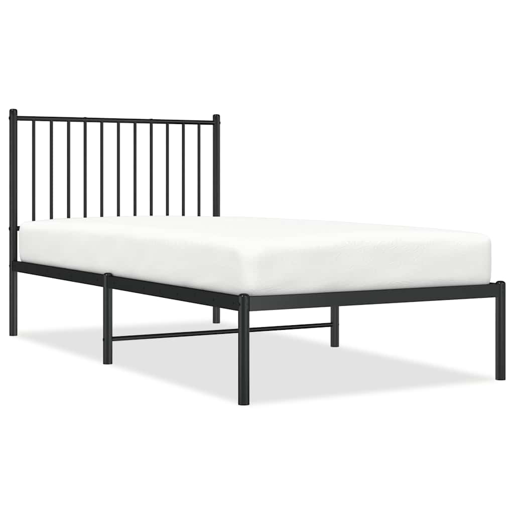 Łóżko Metalowe Czarne Rama Łóżka Ze Stelażem Do Sypialni Pokoju 90x190 cm