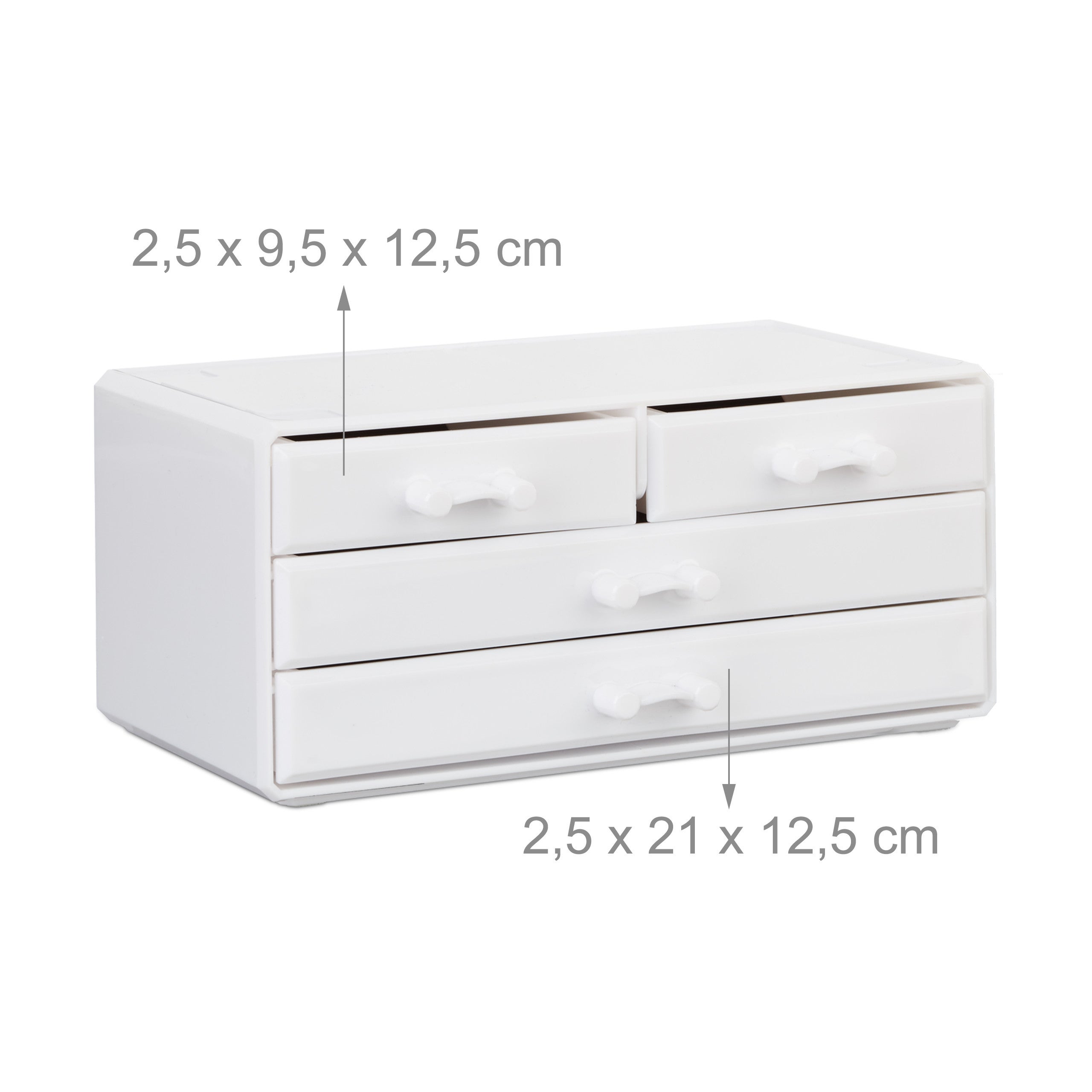 2x Organizer Make-up, Contenitore con Porta-Rossetti e 4 Cassetti, Acrilico, Bianco - 6