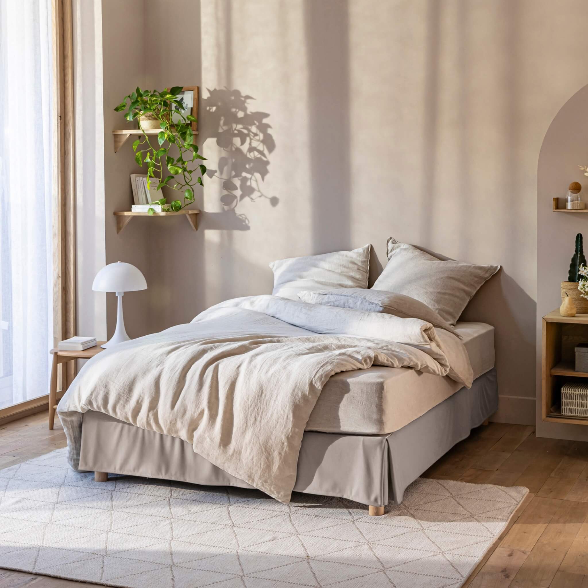 Cache-sommier intégral taupe 160x200 - 2