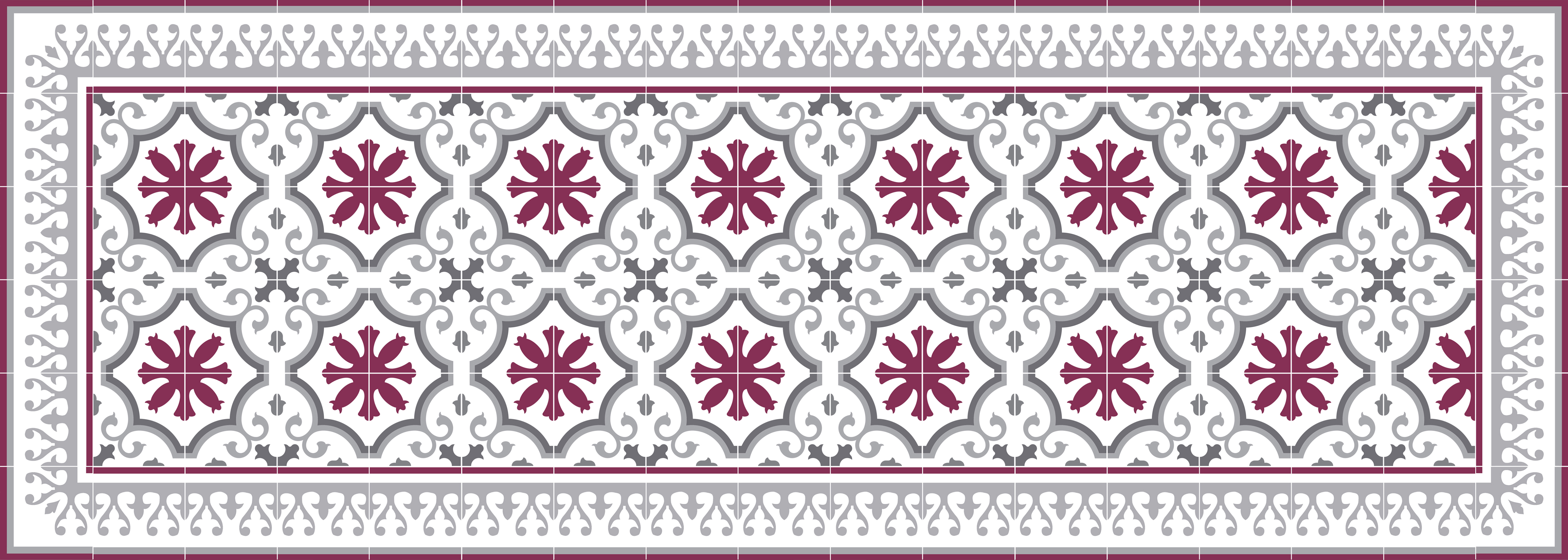 Dywan winylowy CLOÉ 50x140 cm - antypoślizgowy PVC, winylowy do kuchni lub salonu, zmywalny, styl hydrauliczny