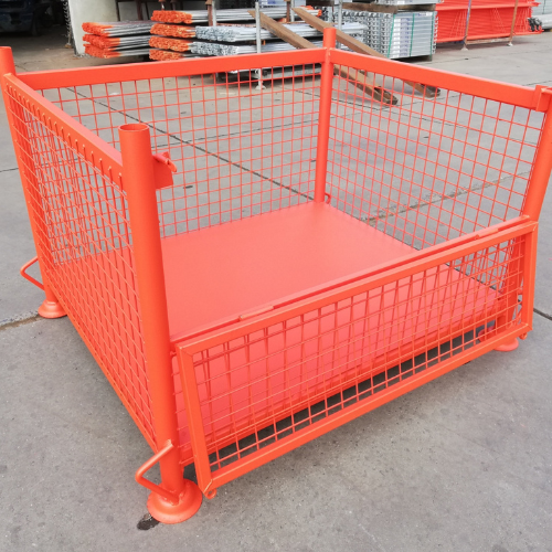 Panier de stockage grillagé avec trappe peint orange Repamine - 4