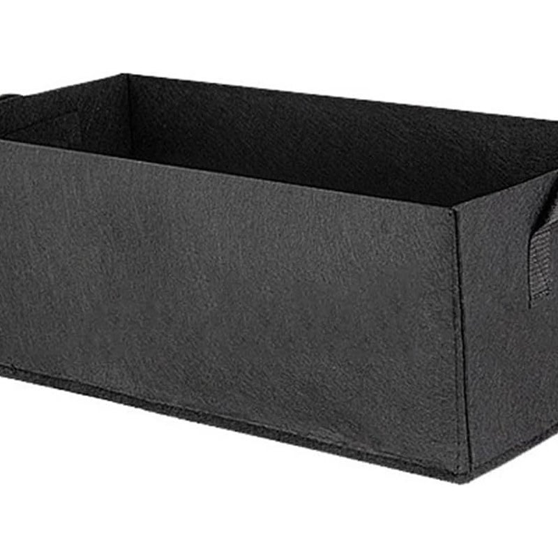 Zestaw 1 prostokątnej torby do sadzenia (60×30×20 cm, kolor czarny), podniesiona skrzynia do sadzenia z uchwytami, wentylowana tkanina w kształcie kwa