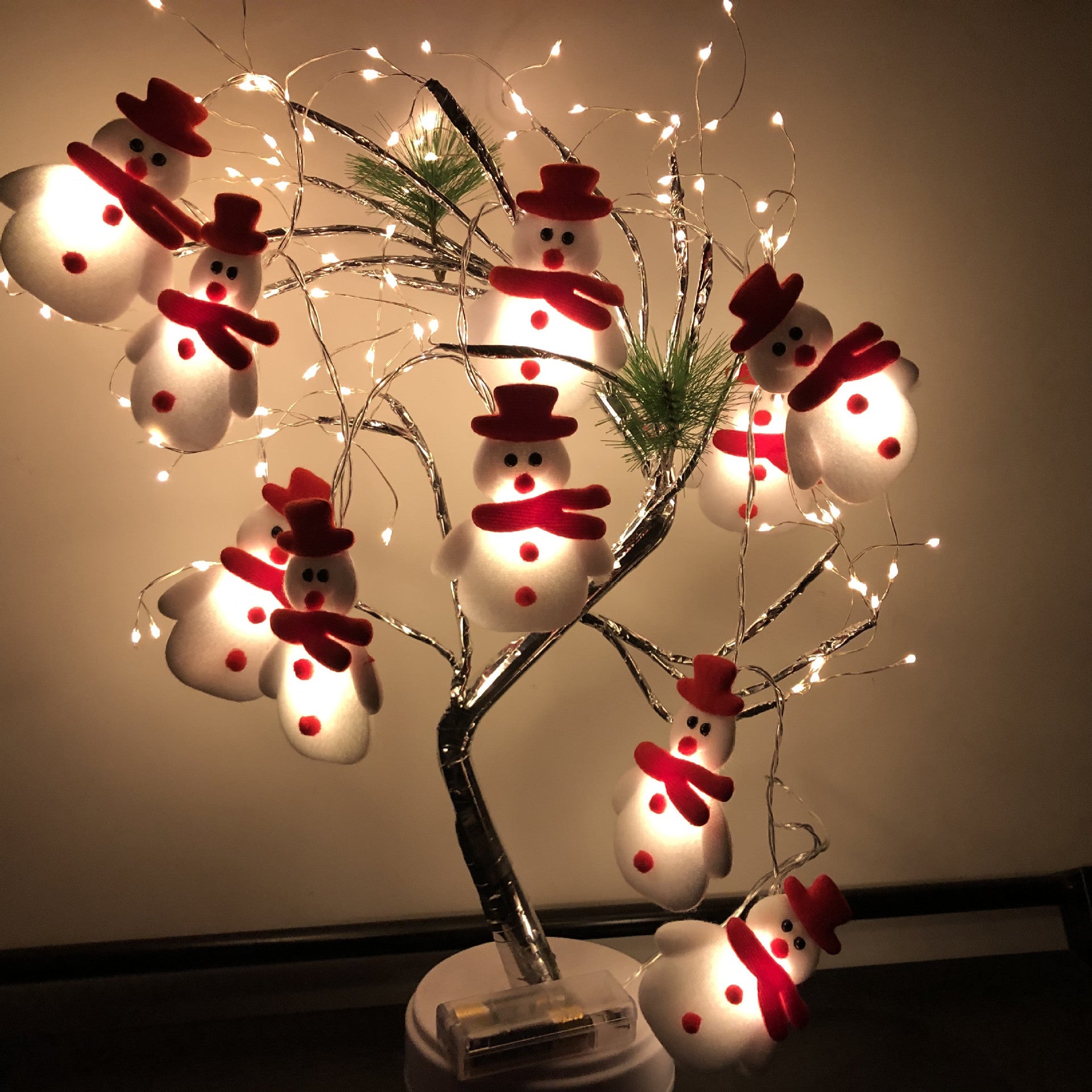 ZoneYan Luci Natalizie A Pupazzo Di Neve, 3m Con 20 LED, A Batteria, 2 Modalità (Fissa/Lampeggiante), Per Albero, Giardino, Balcone E Decorazioni Feste