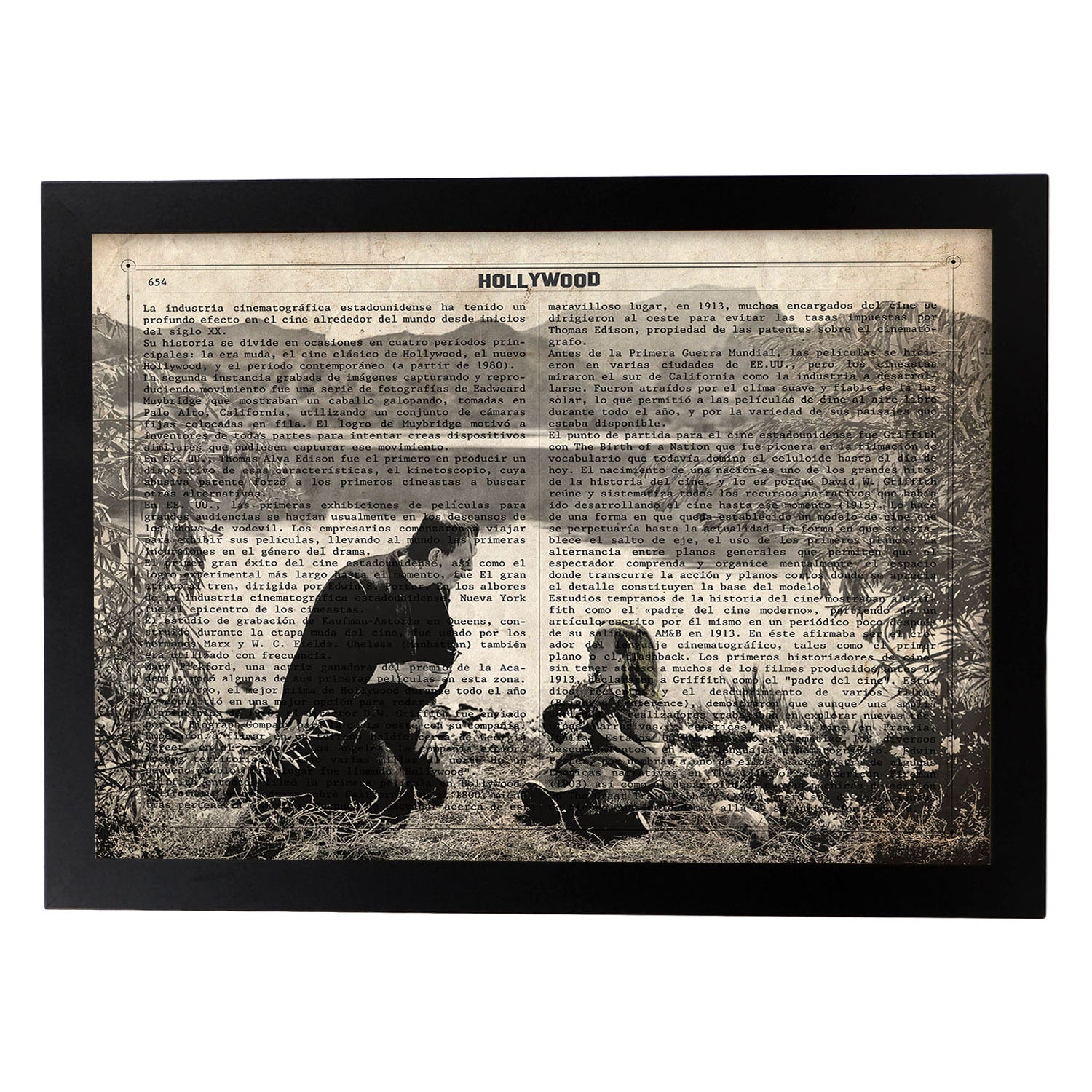 Lamina vintage pelicula frankenstein sobre definicion de hollywood marco blanco - a3