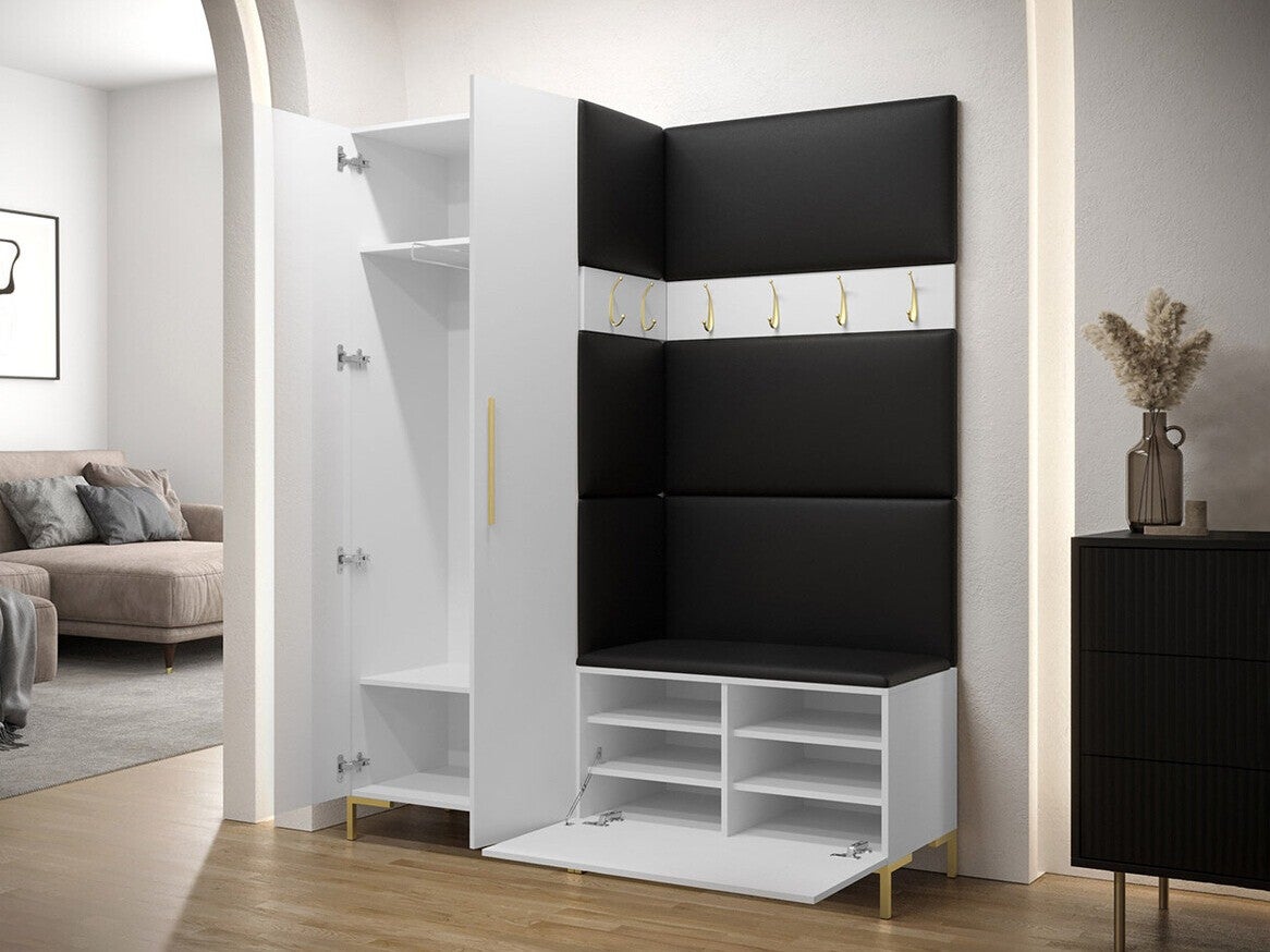 Conjunto para corredor Tivsoa 100, 196x158x44cm, Branco, Placa de aglomerado laminado, Tecido, Montado na parede, Colocado - 4