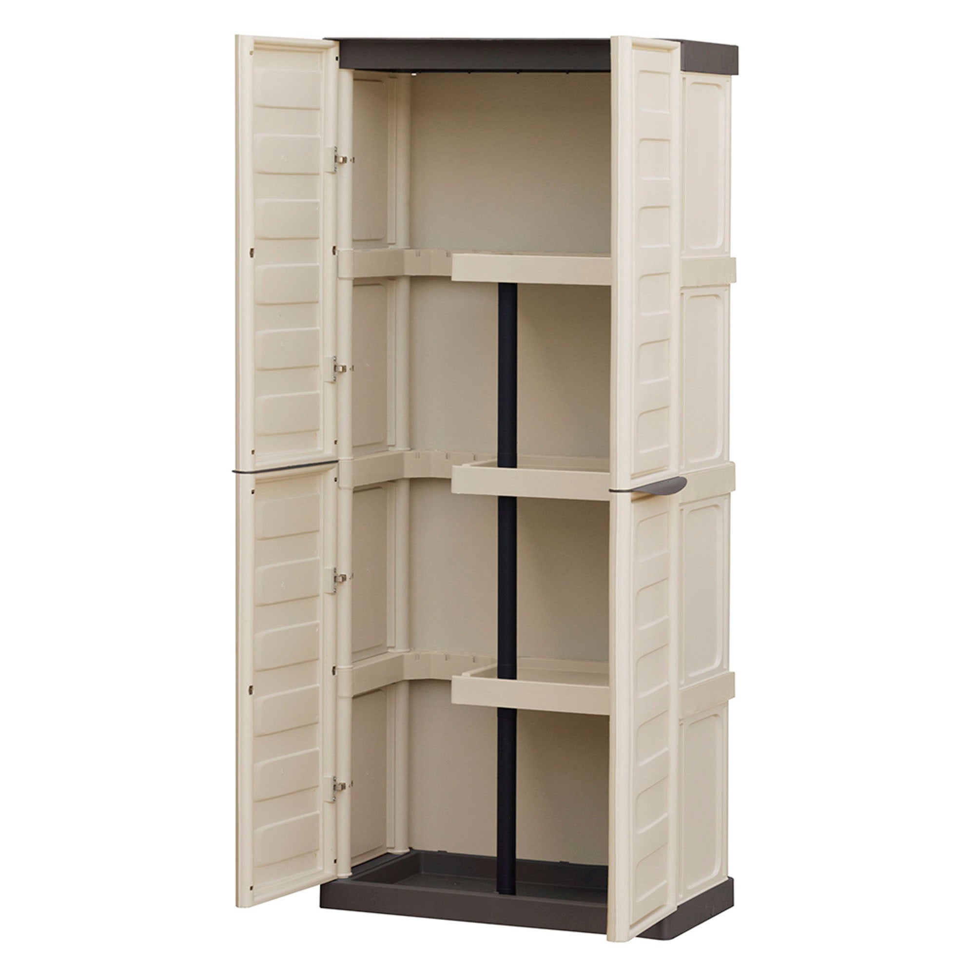 Armoire porte-balais en plastique en polypropylène, couleur ivoire et taupe, L 700 x P 390 x H 1 650 mm - 8
