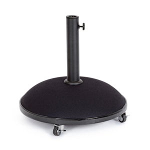 Base Per Ombrellone A Rotelle Con Maniglia - In HDPE E Acciaio, 45x45x40 Cm, Riempibile D'acqua O Sabbia, Per Esterni