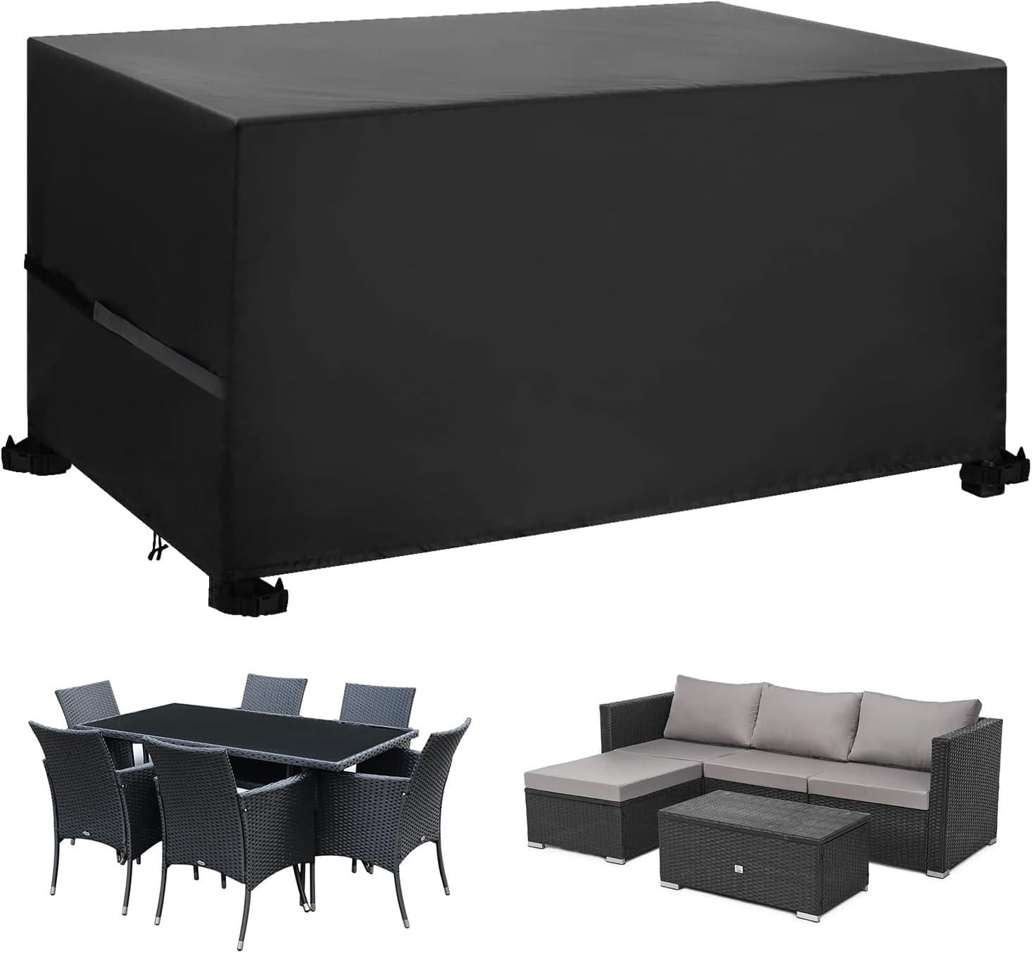 Housse De Protection Imperméable 210D Pour Canapé D'extérieur - Taille 162x66x89 Cm, Noir, Avec Cordon De Serrage