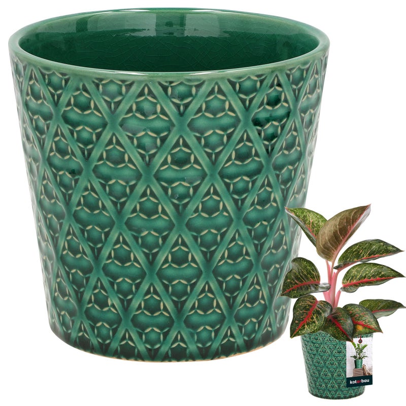 Donica 12cm doniczka osłonka trapezowa ceramika szkliwiona na kwiaty domowa - KOTARBAU