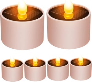 6 lumini solari per esterni, impermeabili, luce bianca calda