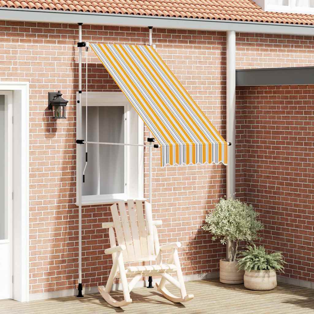 Markiza zwijana ręcznie, 100 cm, żółto-niebieskie pasy vidaXL