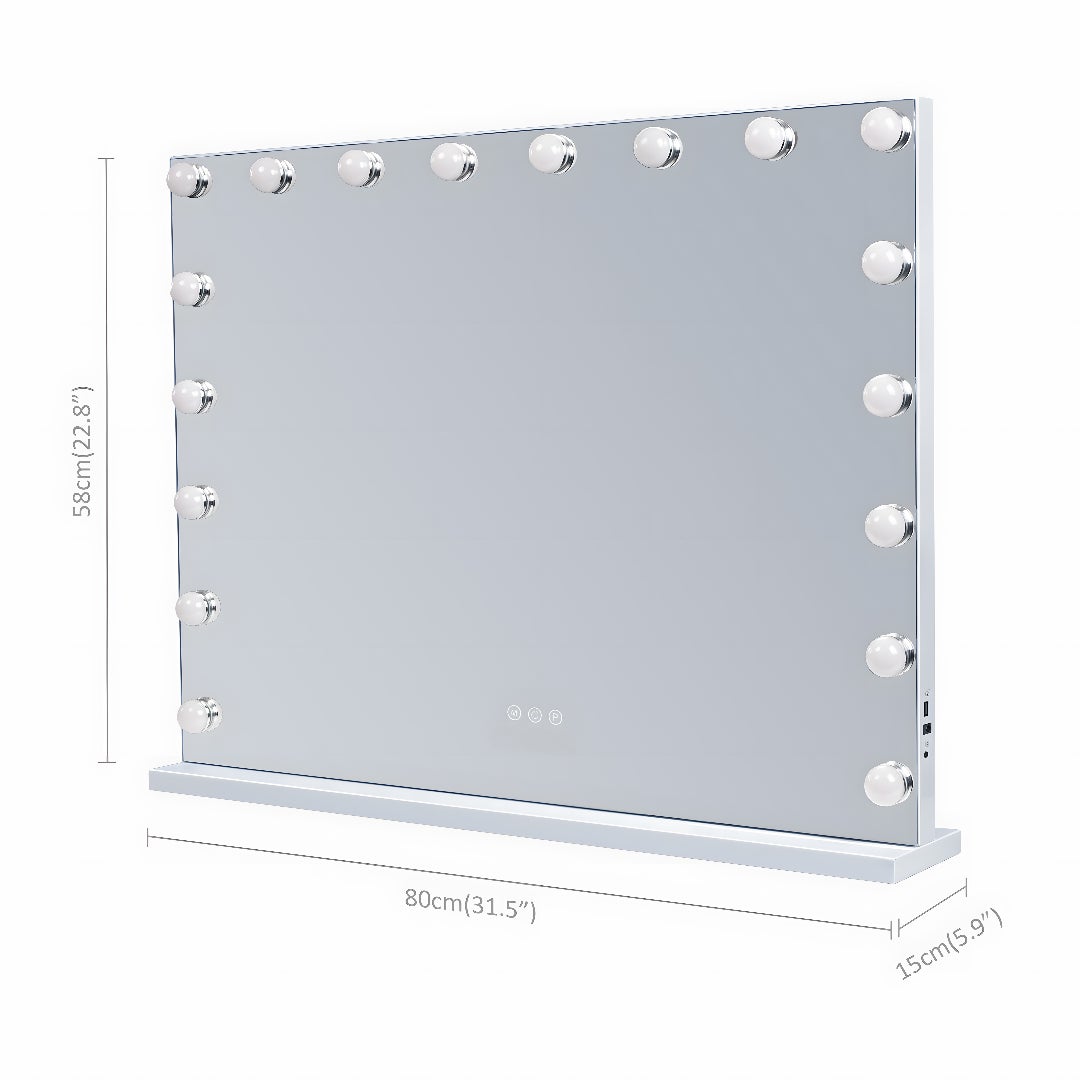 Coiffeuse avec Miroir LED, 11 Tiroirs - 130 x 55 x 81 cm - RGB - avec Miroir (80 x 58 x 15 cm) - 9