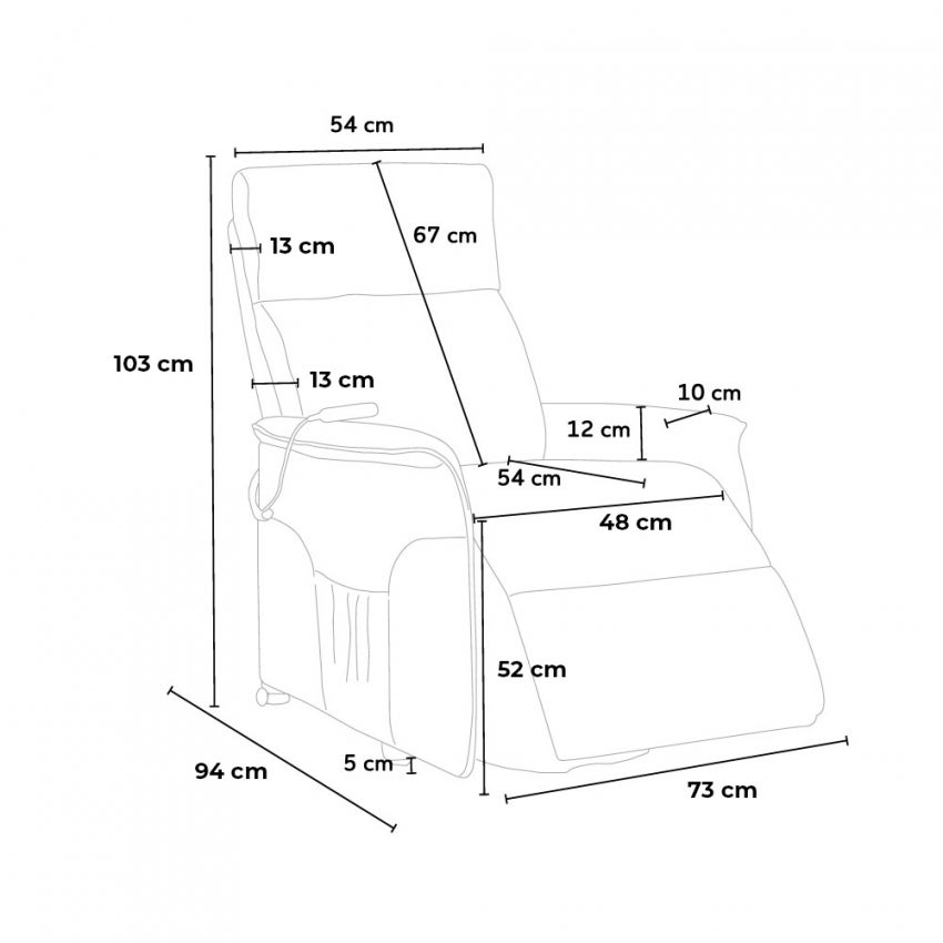 Poltrona Relax Elettrica con Sistema Alzapersona e Ruote Per Anziani Giorgia - Nero - 5