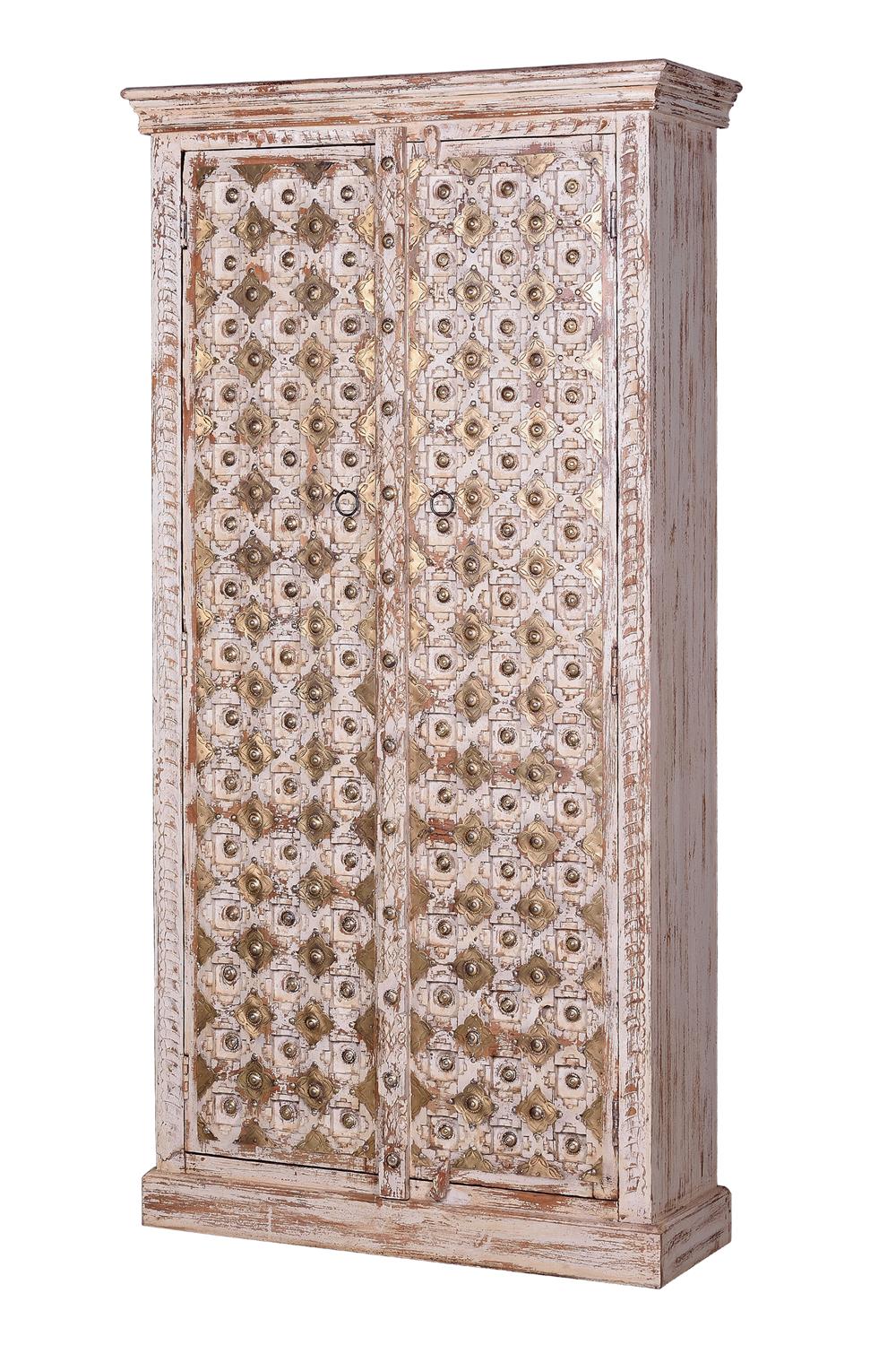 Armoire en bois de manguier avec des szczegóły en ivoire vieilli