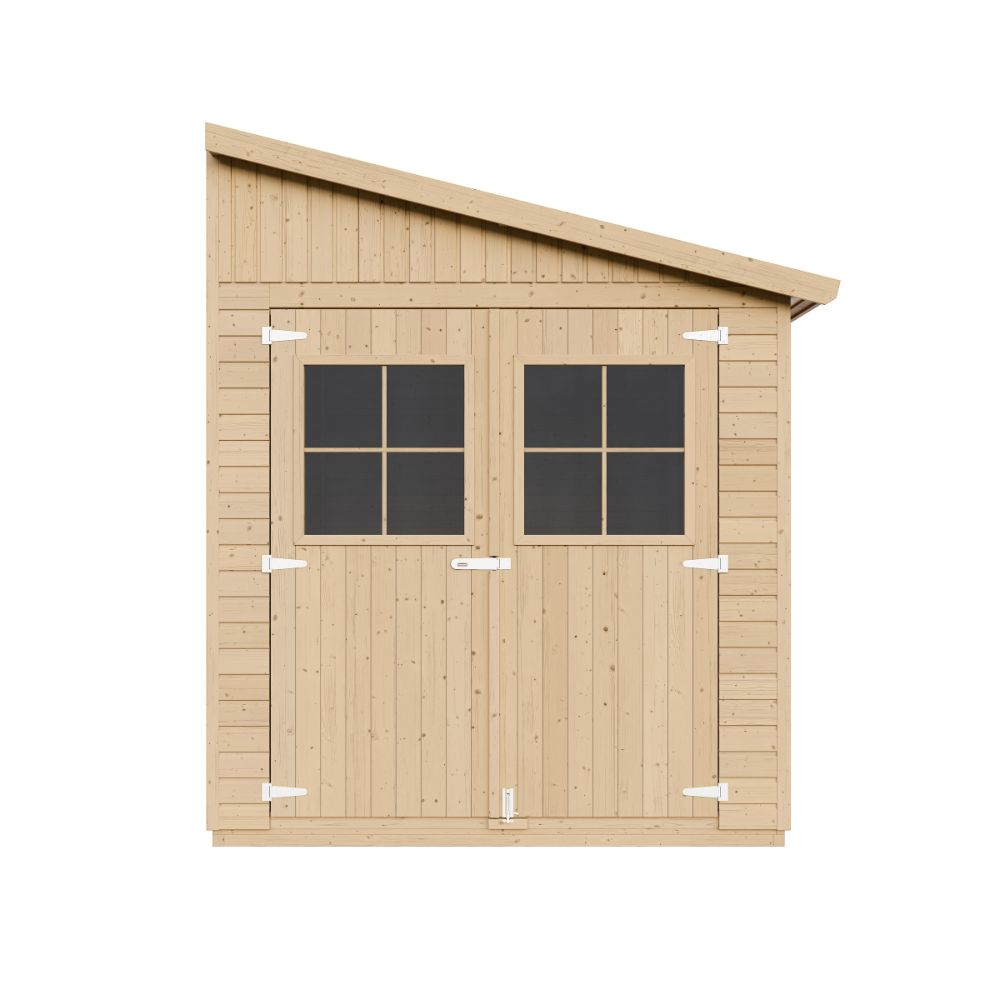 Cobertizo de madera para jardín CON PARED LATERAL – H244x216x514 cm/10.2m2 Cobertizo de madera natural - Taller de Jardín - TIMBELA M341A - 2