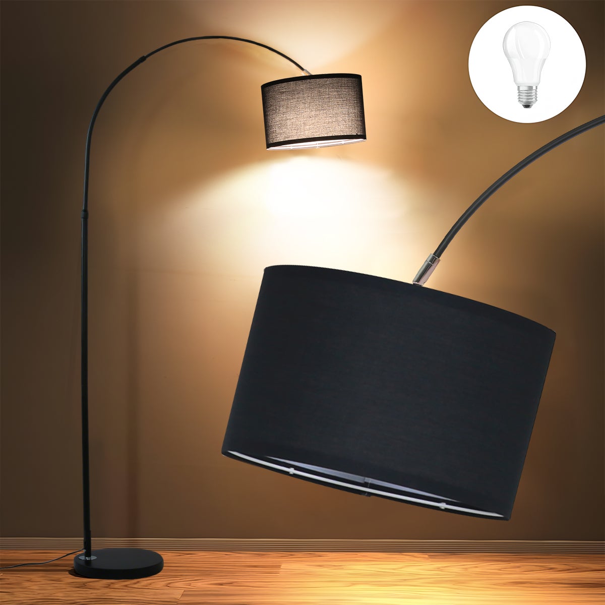Lampada da terra per soggiorno con lampadina LED a 3 temperature di colore, lampada da terra per camera da letto, ufficio, lampadina E27 inclusa | Leroy Merlin