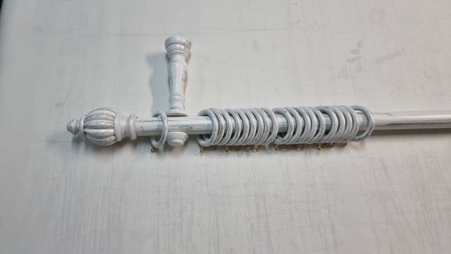 Tringle à rideaux en bois de haute qualité, diamètre 35 mm couleur blanc argent terminal ancien longueur 200 CM