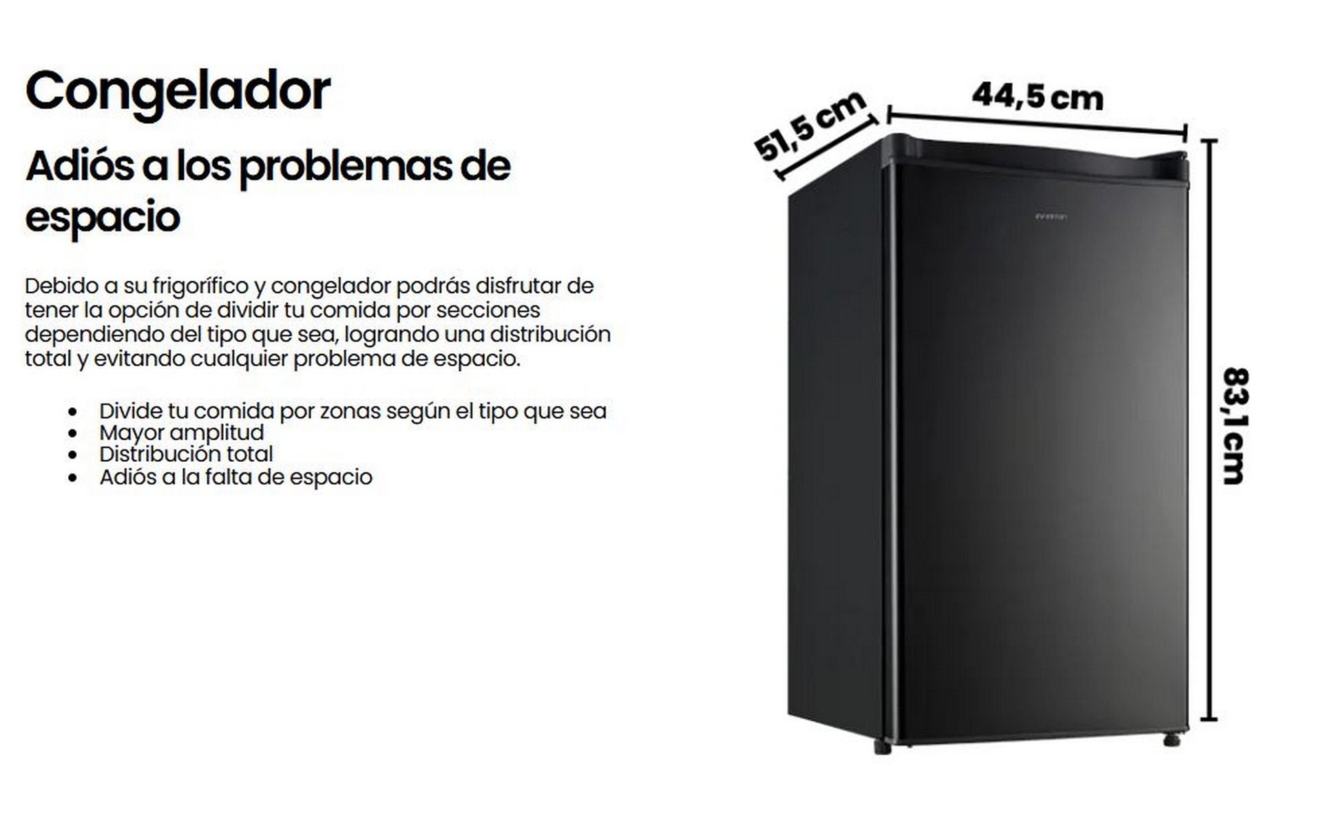 Frigorífico de uma porta INFINITON FG-A85N, 88 litros, 83 cm, E, Cyclic, preto - 8