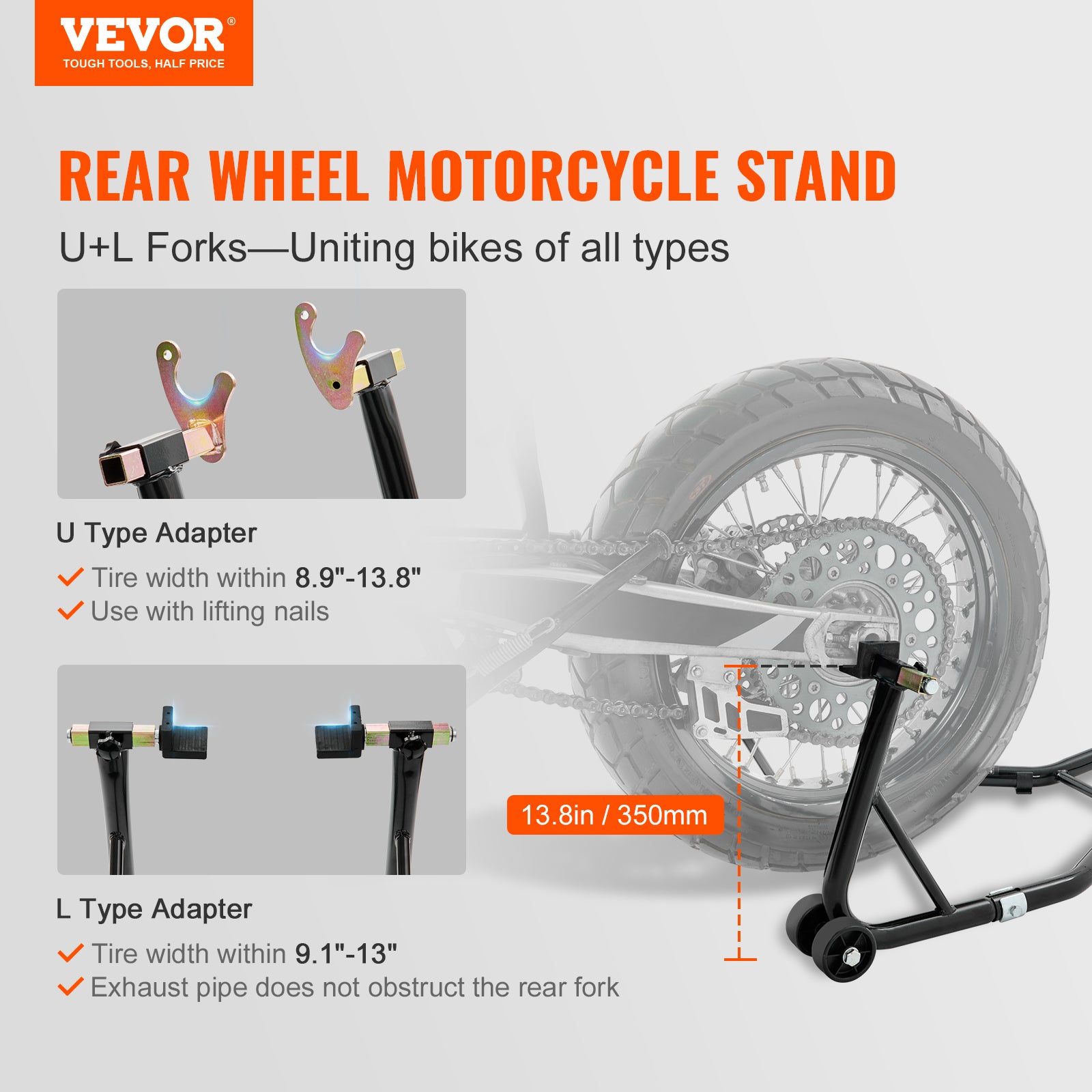 Béquille Moto Robuste Avec Capacité 550 Kg – Fourches Réglables En U Et L Pour Réparation Et Entretien Facile à Domicile - 12