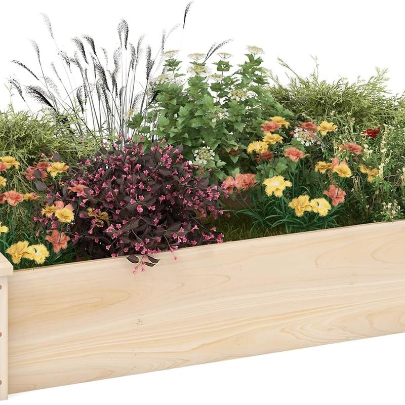Drewniane Donice Ogrodowe z Otwartym Dnem, Prostokątne Donice Ogrodowe do Warzyw, Owoców, Kwiatów, Ziół DIY, 120 x 61 x 25,5 cm