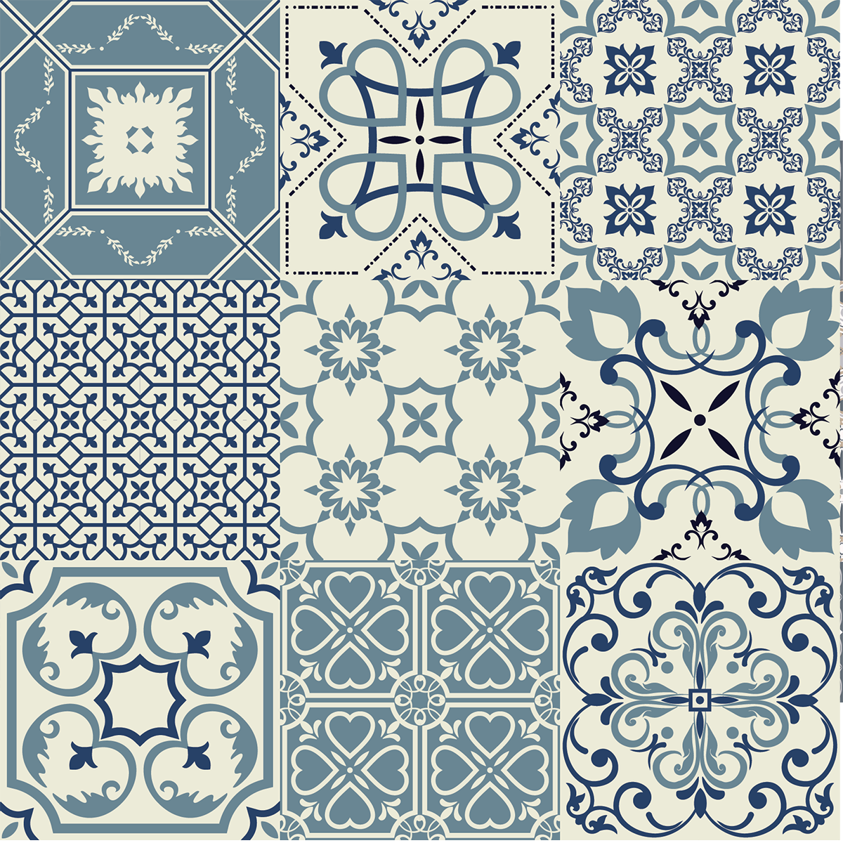 9 adesivi piastrelle di cemento azulejos Teo - Sticker adesivo - adesivi murali - 9stickers15x15cm - 2