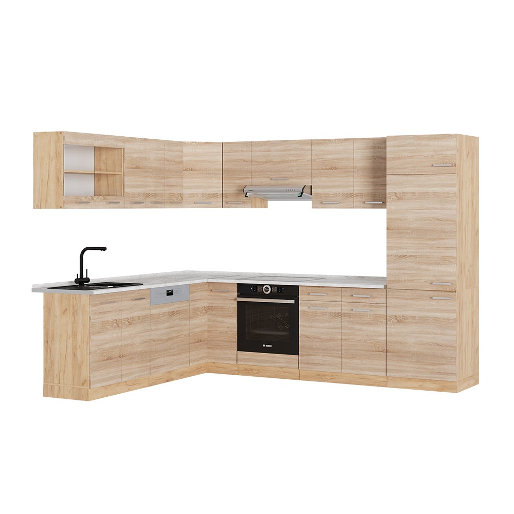 Vicco Kogoszczona kuchnia R-Line, Dąb Sonoma/Goldkraft, 287 x 60 cm , BP Marmur