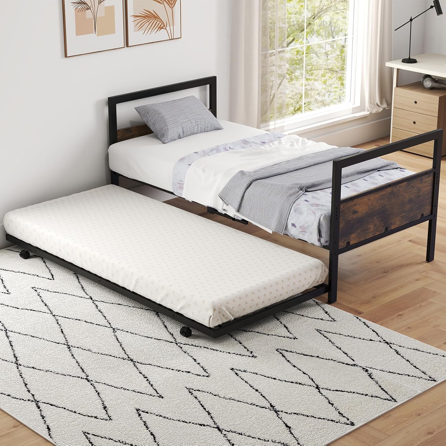 Struttura letto 204,5 x 97 x 84,5 cm, rete metallica con testiera