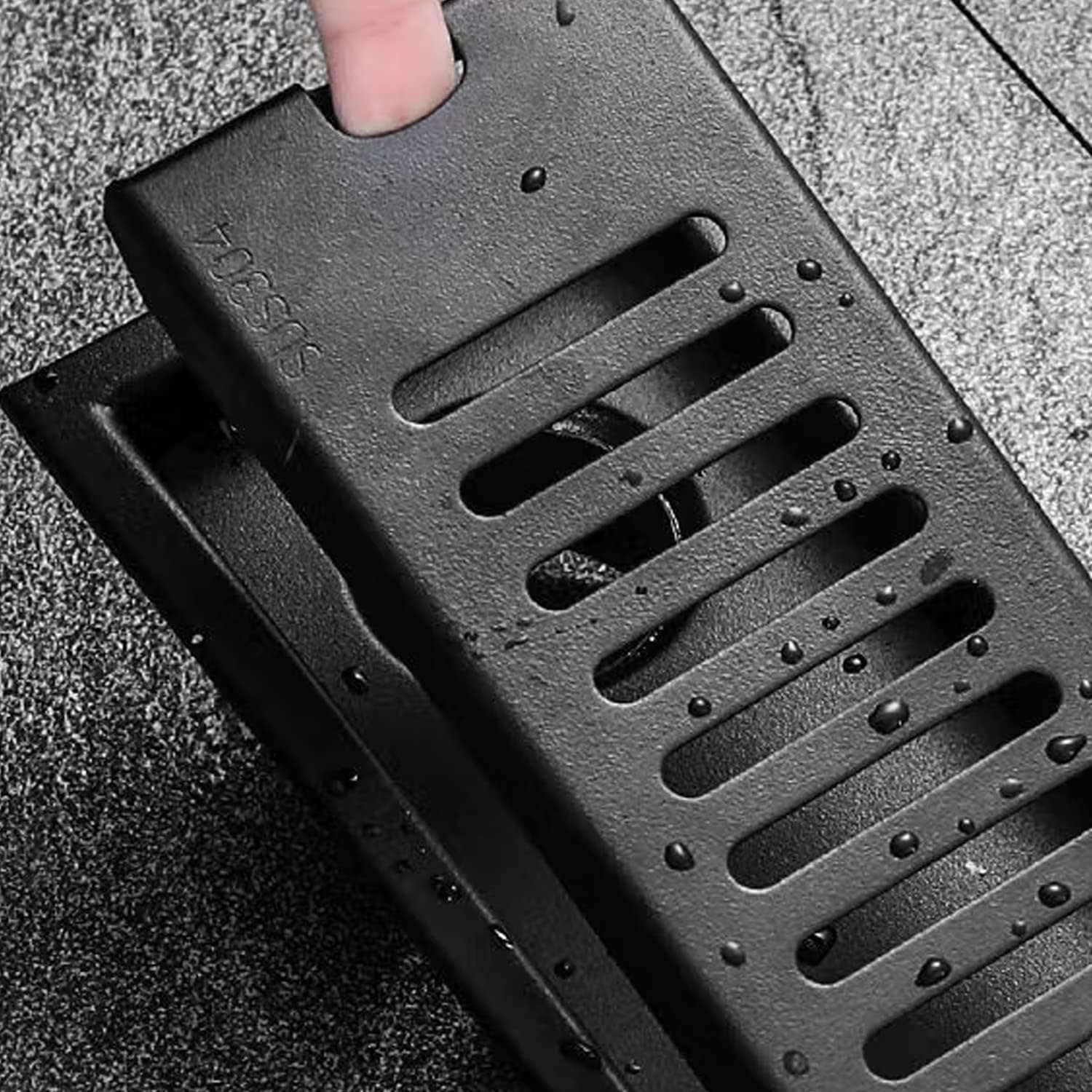 Kratka prysznicowa antywłamaniowa - 20 × 10 cm - Czarny kwadratowy odpływ podłogowy ze stali nierdzewnej - Wyjmowany korek prysznicowy antyzapachowy - 6