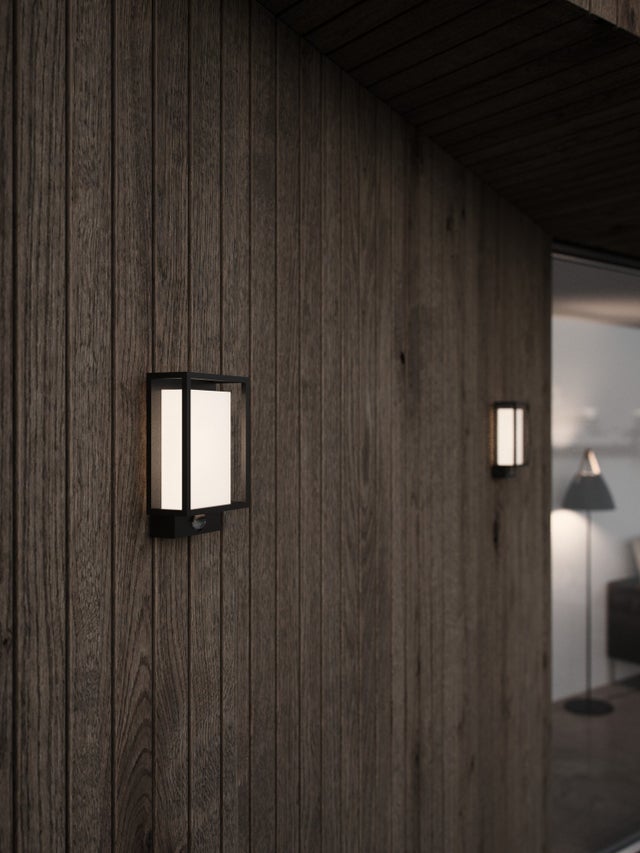 Applique murale extérieur avec detecteur de mouvement LED, Nestor en aluminium noir, IP44, NORDLUX