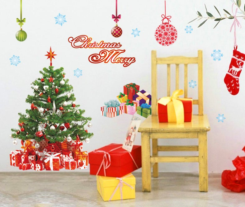 Adesivo Babbo Natale, palle di Natale e abete - Sticker adesivo - adesivi murali - - 3