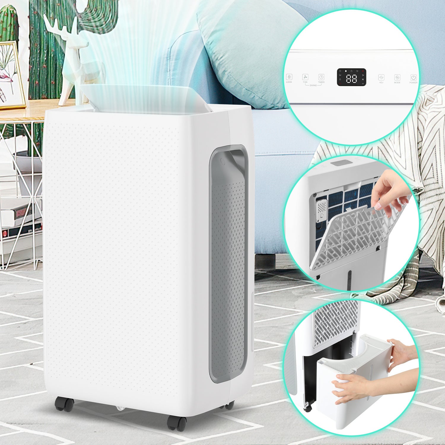 Osuszacz powietrza WIFI 26 l/dzień 20 m² -25 m², timer 24-godzinny, łazienka wewnętrzna, zbiornik 4,3 l