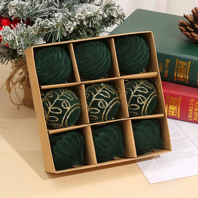 Lot De 12 Boules De Noël En Velours 6 Cm - Couleurs Assorties Bordeaux, Pour Sapin, Fenêtre, Cheminée, Décoration Festive