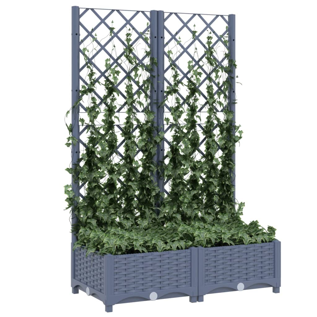 Maison Exclusive - Vaso de jardim com treliça azul-acinzentado 80x40x121,5 cm PP - 3