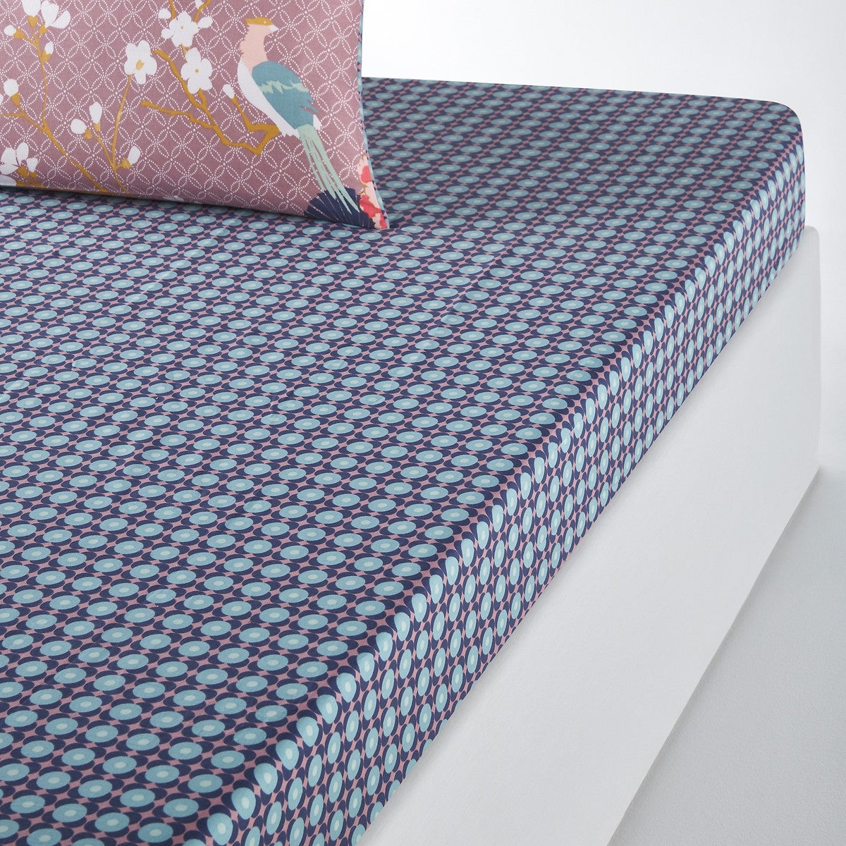 Drap-housse coton, Miss China - Imprimé parme - 90 x 190 cm - 3