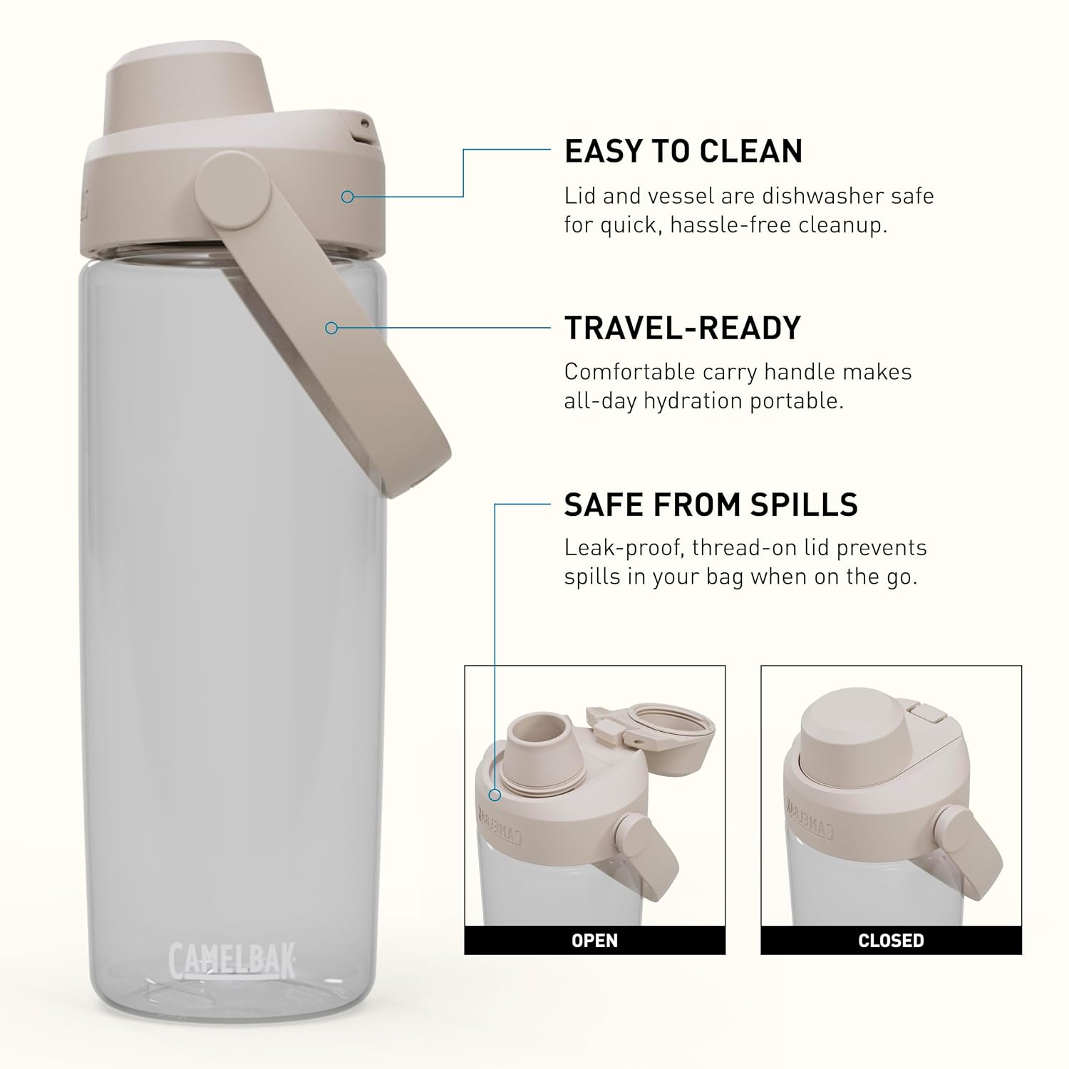 Versión en español — tritan renew bouteille thrive chug avec tritan renew, ciclismo en general, bouteille, clair, 600 ml