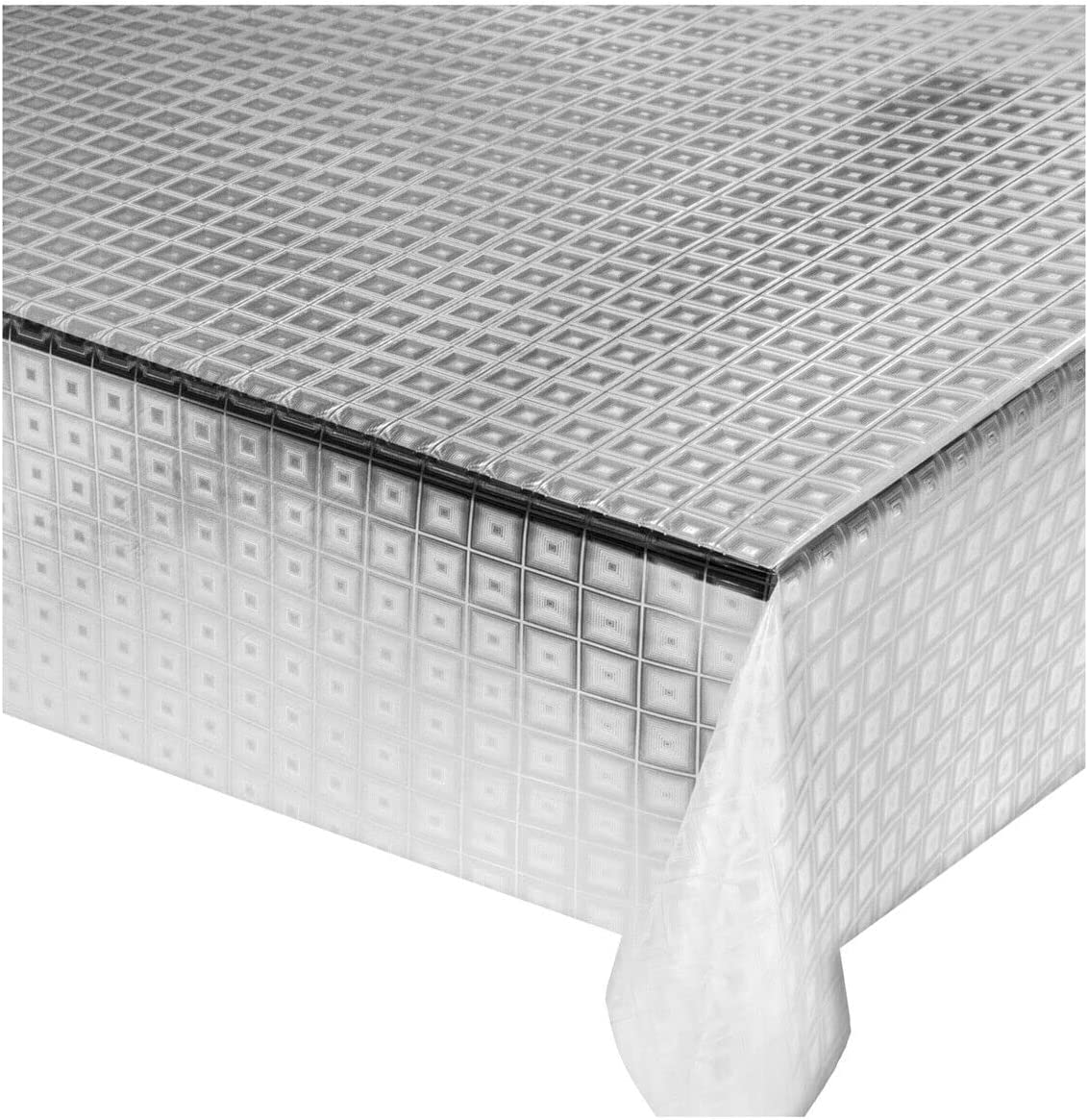 Mantel moderno 140x300 cm transparente resistente a las manchas cubremesa plastificado brillante pvc dis.17