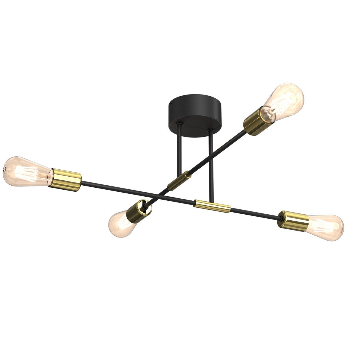 Lampa sufitowa wisząca Flame czarny mat-złoty połysk 4xE27x15W wym: 27 x 65 x 65 cm metal Luminex