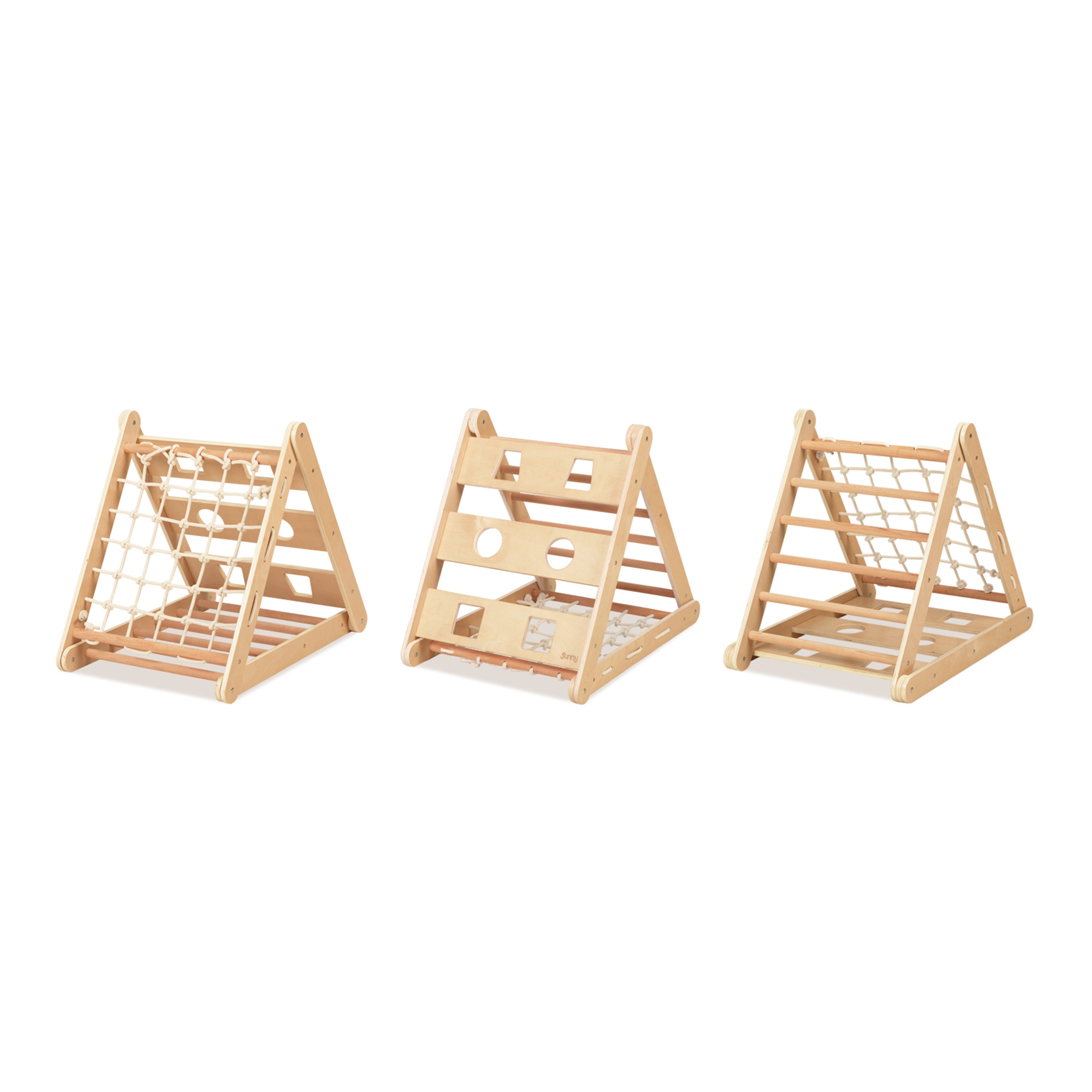Triangle D'escalade Montessori Tiny Land - Bois Naturel 2 En 1 Pour 2-6 Ans (60kg Max)