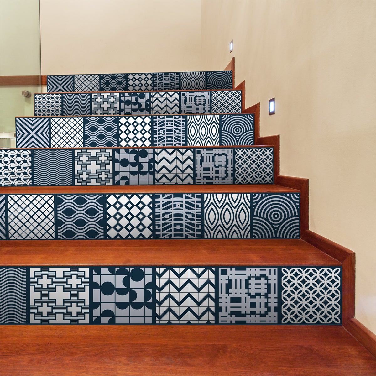 Stickers adhésifs escalier carrelages contremarche - YORIK - 2 bandes de 15x105cm - 3