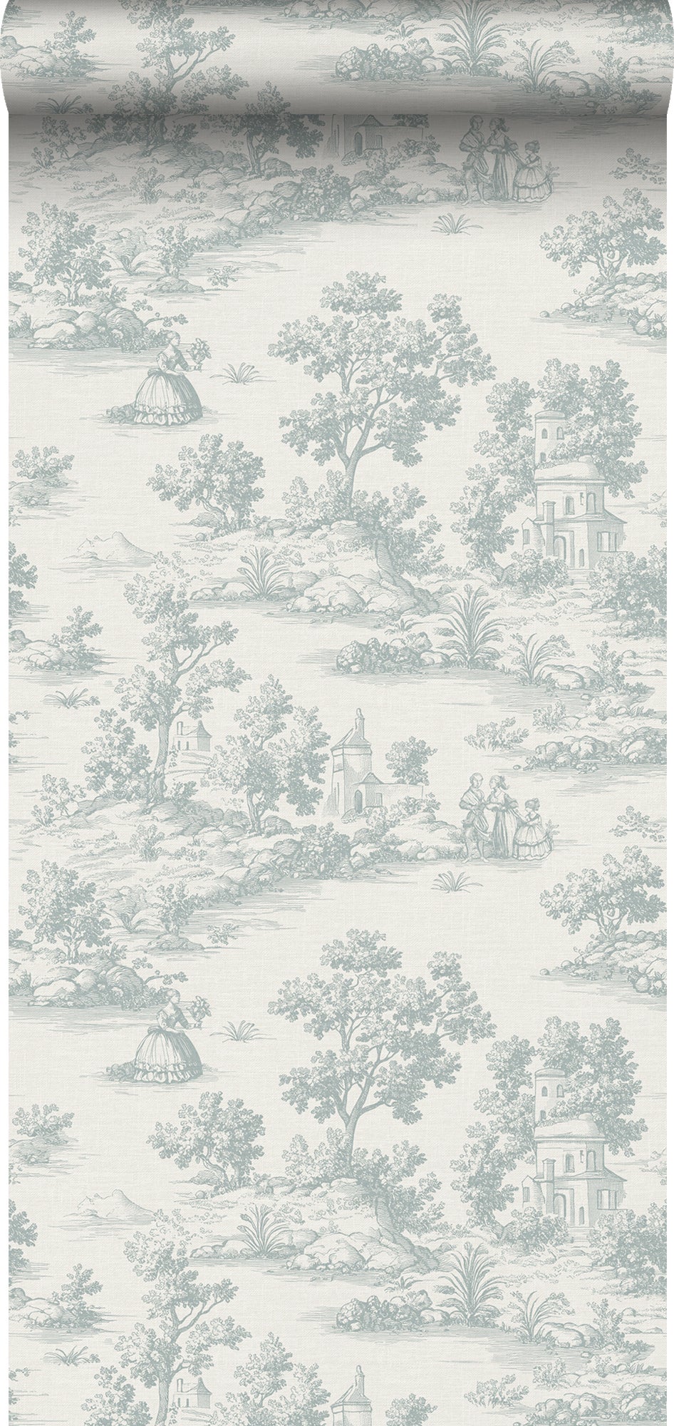 Tapeta nadruk toile de jouy jasnoniebieskim - 53 cm x 10 m - SANDERS &amp; SANDERS